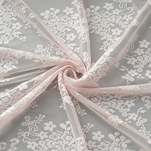 Vintage Lace Curtains 63 Inch Length 2 Panels Set Cute Floral Designs Dusty Pink Sheer Curtain Panels for Girls Bedroom with Wavy Edge Rod Pocket (Dusty Pink / 52"W x 63"L (Pack of 2))