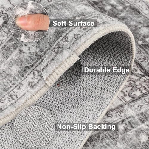Washable Runner Rug (2' x 8' / Grey)