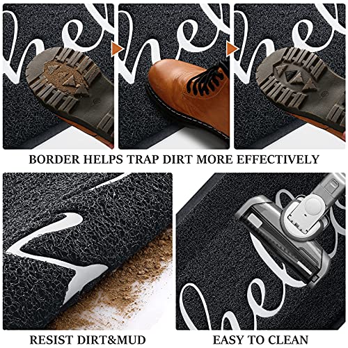 Door Mat Welcome Mat Floor Mat for Entryway (Black-hello / 1'6" x 2'6" (Rectangular))
