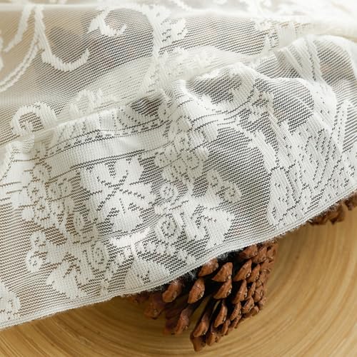 Lace Ruffle Curtains 2 Panels (59"W x 72"L (Pack of 2) / Cream)