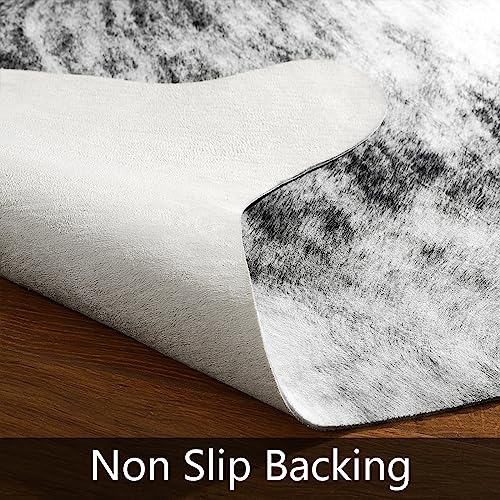 Western Faux Cowhide Rug (6'3" x 5'2" (6.2"×5.2 ft) / Black / Grey)