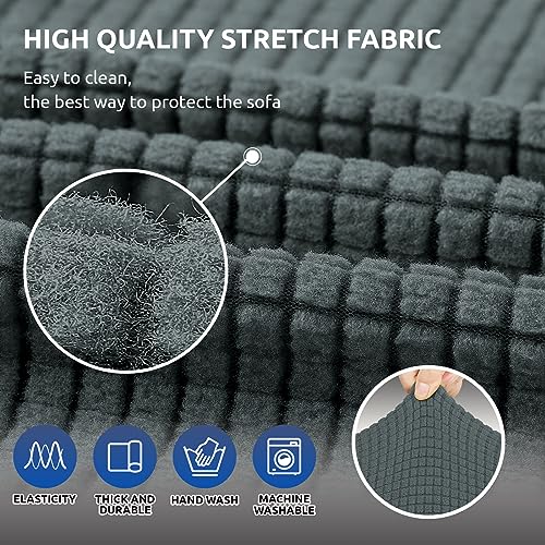 Stretch Loveseat Couch Cover (Grey / Medium)