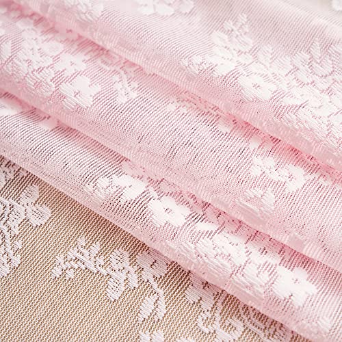 Vintage Lace Curtains 84 Inches Long (Light Pink / 52"W x 84"L (Pack of 2))