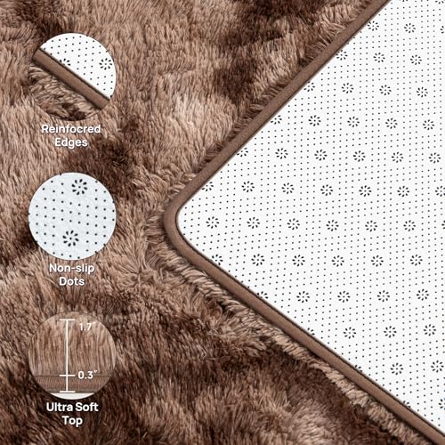 Shag Area Rug (Tie-dyed Coffee / 4' x 6' (Rectangular))