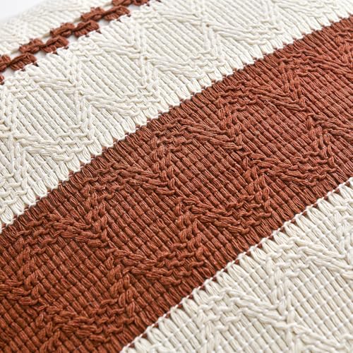 Set of 1 Rust Boho Decorative Throw Pillow Covers 18x18 Inch for Couch Bed Sofa (18" x 18" (Pack of 1) / Rust)