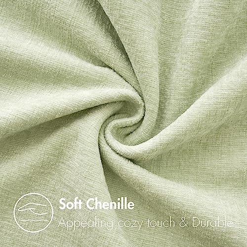 Soft Chenille Throw Pillow Covers Light Green 20x20 Inch Pack of 2 (20" x 20" (Pack of 2) / Light Green)