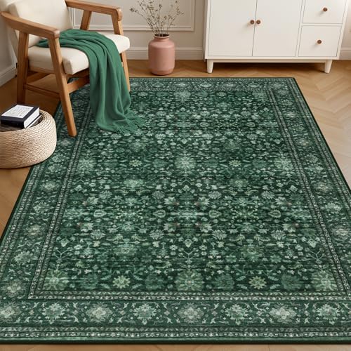 5x7 Area Rugs Living Room (Deep Green / 5' x 7' (Rectangular))