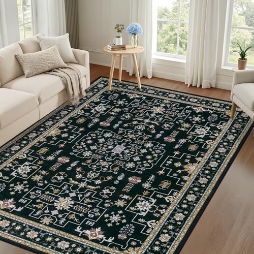 3x5 Area Rugs Living Room (Black / 3' x 5' (Rectangular))