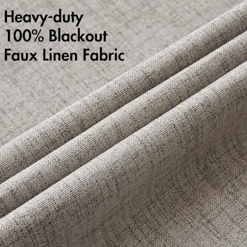 100% Blackout Linen Curtains for Bedroom 52x108 Inches Warm Taupe (Warm Taupe / 52"W x 108"L (Pack of 2))
