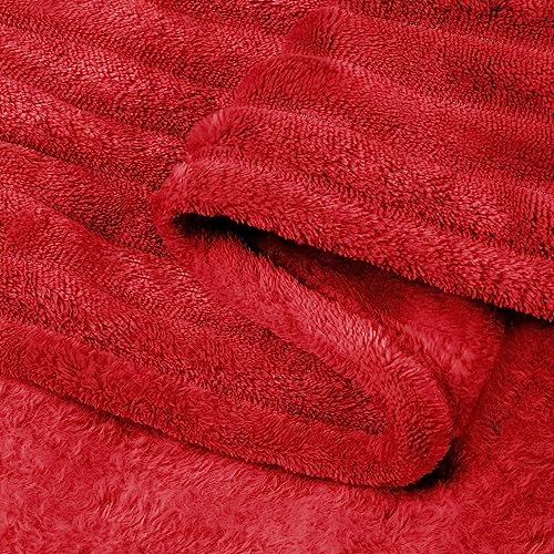 3D Ribbed Jacquard Red King Size Blankets for Bed (Red / King(108"x90"))
