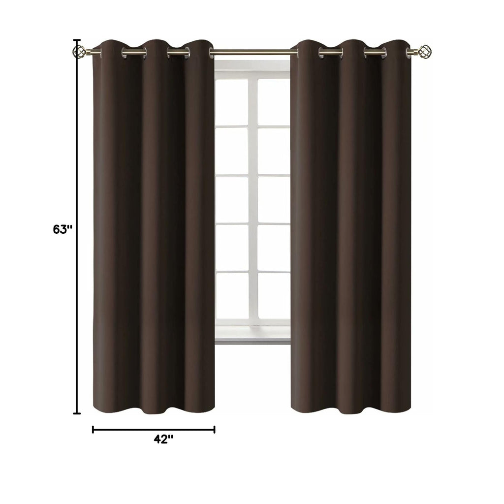 Brown Blackout Curtains for Bedroom 63 Inch Long (Brown / 42"W x 63"L (Pack of 2))
