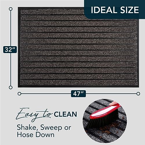 Extra Durable Door Mat Outside Entrance (47" x 32" (Rectangular) / Bright Grey)