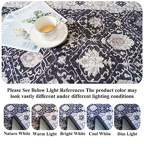 4x10 Washable Hallway Runner Rug (4' x 10' (Rectangular) / Black/Navy)