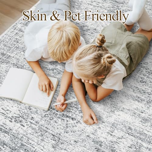 10x12 Area Rugs for Living Room Washable Rug Non (Grey / 10' x 12' (Rectangular))