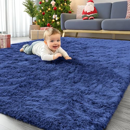Area Rugs for Living Room Bedroom (4x5.9 Ft / Navy Blue)