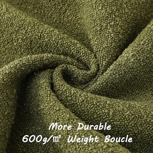Pack of 2 Boucle Textured Throw Pillow Covers 22x22 Inch (Moss Green / 22" x 22" (Pack of 2))