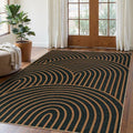 Modern Rainbow Easy Jute Carpet (5' x 7' (Rectangular) / Black/Multi-rainbow-1)