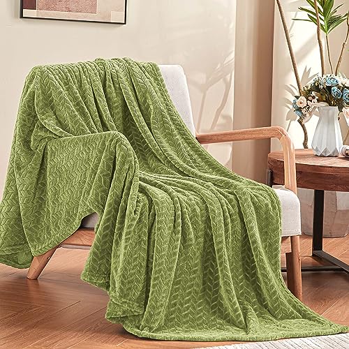 Sage Green Fleece Queen Blanket for Bed (Sage Green / Full/Queen-90x90 IN)