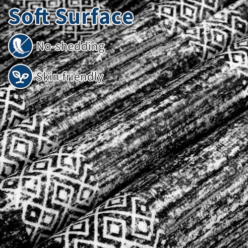 8x10 Large Washable Area Rug Solid Distressed Floor Carpet (Black / 8' x 10' (Rectangular))