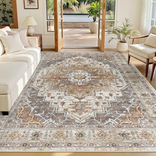 6x9 Area Rugs for Living Room (Turmeric/Grey / 6' x 9' (Rectangular))