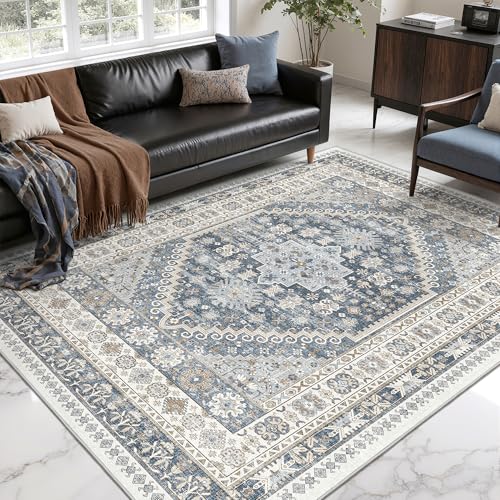 Area Rugs 5x7 Washable Rugs for Living Room (Blue/Beige / 5' x 7' (Rectangular))