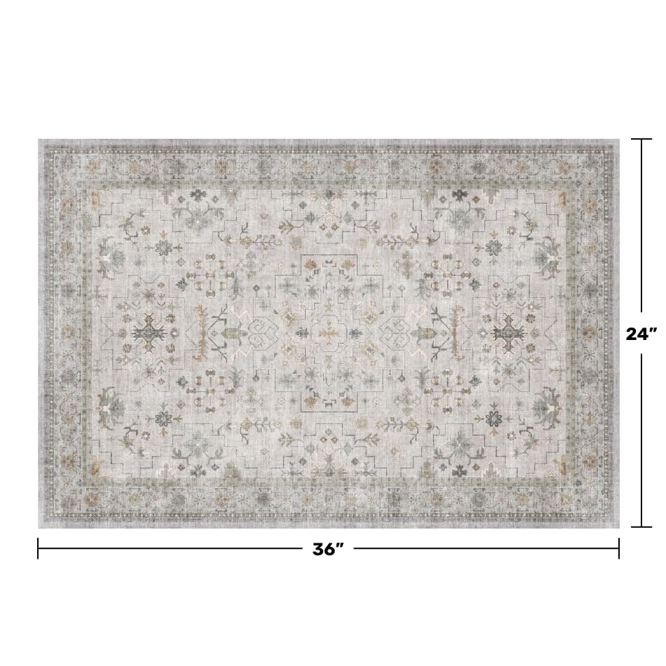 Washable 2x3 Throw Rugs for Entryway (2' x 3' (Rectangular) / Light Gray / Sage)