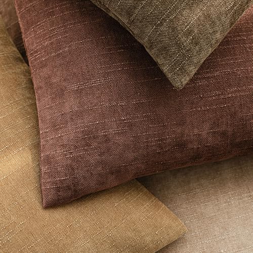 Solid Textured Chenille Throw Pillow Covers 26x26 (26" x 26" (Pack of 2) / Amber Gold)