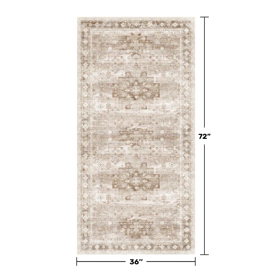 Washable Neutral Farmhouse Large Entryway Rug (3' x 6' (Rectangular) / Latte / Beige)