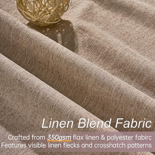 95 Inches Long Custom Linen Blackout Curtains Taupe Pinch Pleated Noise Cancelling Curtains with Pin Hooks for Traverse Burlap Viral Drapes 2 Panels for Living Room Bedroom (Dark Flax / 52"W x 95"L (Pack of 2))