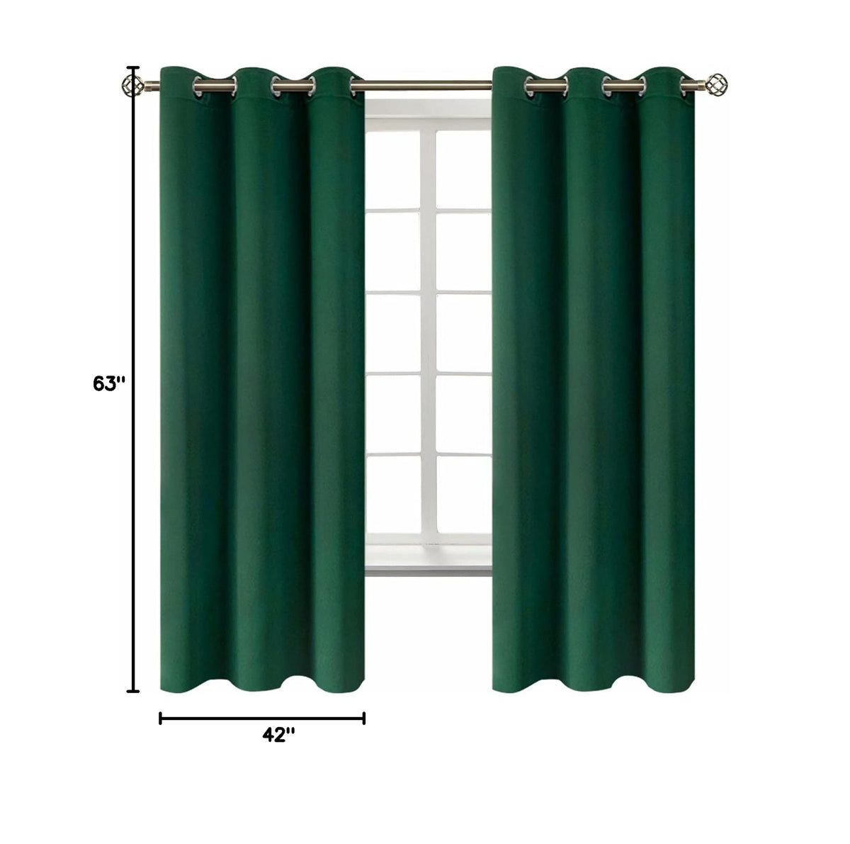 Emerald Green Blackout Curtains for Bedroom 63 Inch Long (Emerald Green / 42"W x 63"L (Pack of 2))