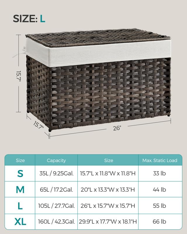 Woven Storage Basket with Lid (105 L / Brown)