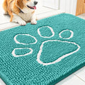 Dog Door Mat for Muddy Paws (30"X20" / Turquoise and White)
