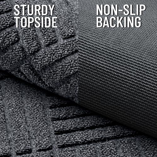 Front Door Mat Outside Entrance 47x23 (47" X 23" / Black Gray Diamond)