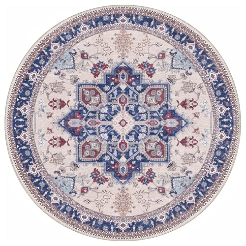 Soft Area Rugs 3' (3' (Round) / Blue & Red)