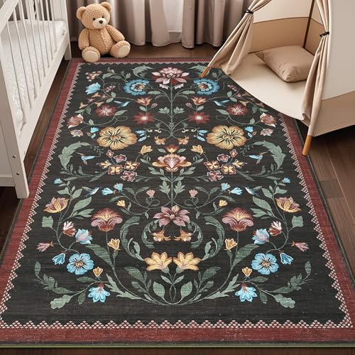 Washable Rug 4x6 Area Rugs for Living Room (C Red / 4' x 6' (Rectangular))