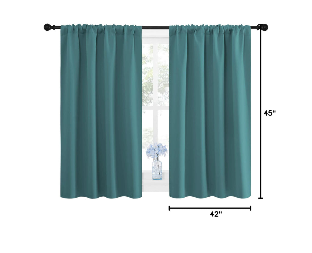Window Curtains Blackout Drapes (Sea Teal / 42"W x 45"L (Pack of 2))