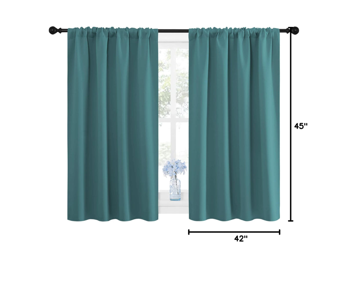 Window Curtains Blackout Drapes (Sea Teal / 42"W x 45"L (Pack of 2))