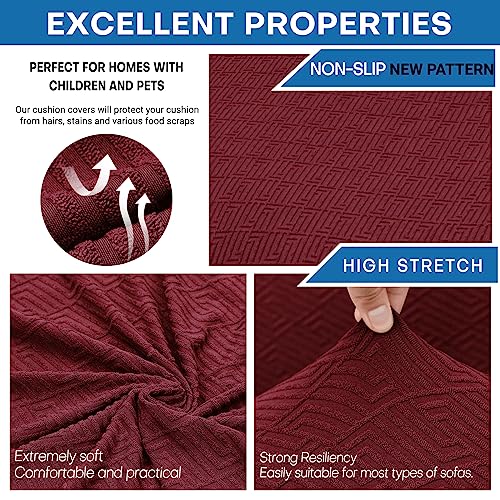 3 Piece Stretch Loveseat Sofa Cover (55"-69"(2 Cushions) / Wine Red)