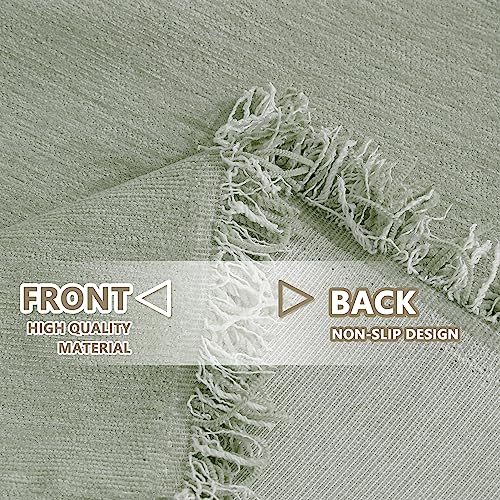 Chenille Sofa Slipcovers Sage Green Sofa Covers with Tassel Edge L Shaped Sectional Couch Covers for 3 Cushion Couch (71" x 134" / Tassels Edge-sage)