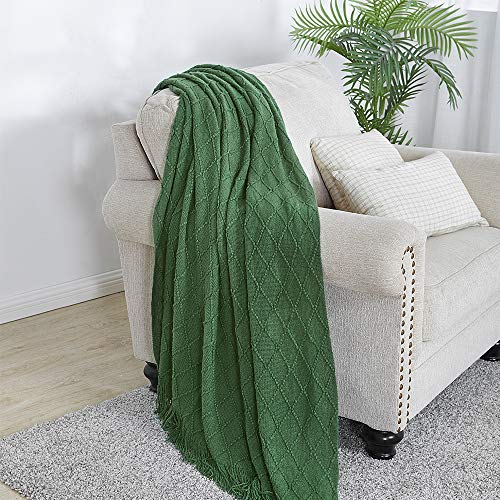 Green Throw Blanket 60x80 Inch Boho Knitted Soft Throw Sofa Blanket (Green / 60"x80")