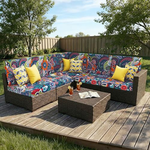 Printed Couch Cushion Covers (Blue Green / Seat 2 Pack)