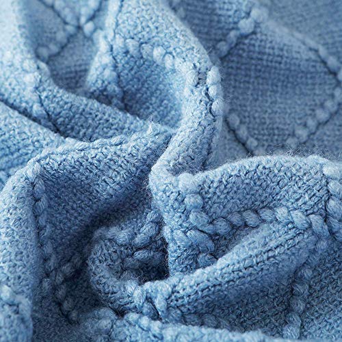 Blue Throw Blanket 60x80 Inch Boho Knitted Soft Throw Sofa Blanket (Blue / 60"x80")