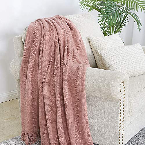 Coral Pink Throw Blanket 50x60 Inch Knitted Soft Throw Sofa Blanket (Coral Pink / 50"x60")