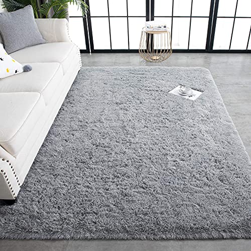 Super Soft Shaggy Rugs Fluffy Carpets (5' x 8' (Rectangular) / Grey)