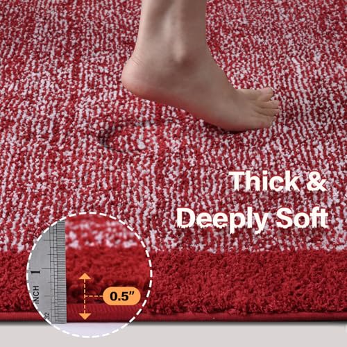 60x24 Long Bathroom Rugs Non Slip Washable (Red / 2' x 5' (Rectangular))