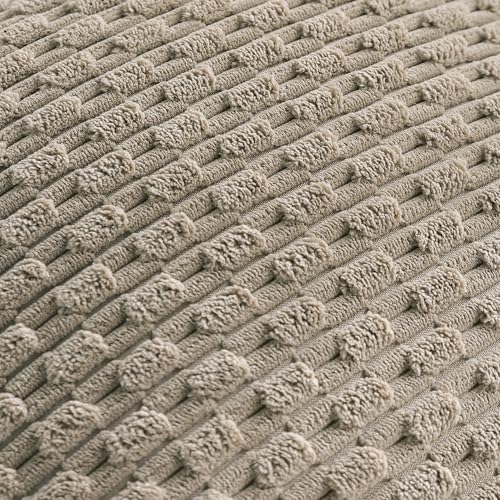 Set of 4 Taupe Decorative Throw Pillow Covers 22x22 Inch Corduroy Pillow Covers for Bed Couch Sofa Living Room Soft Square Cushion Cases (Taupe / 22" x 22" (Pack of 4))