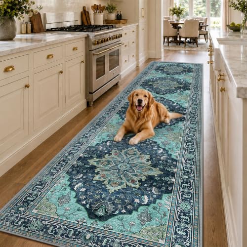 Washable Area Rug (Teal / 3' x 12' (Rectangular))