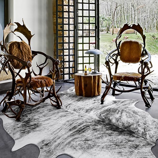 Western Faux Cowhide Rug (4' x 3' (4x3 ft) / Black / Grey)