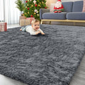 6x9 Machine Washable Large Area Rugs for Living Room (6x9 Ft / Grey)
