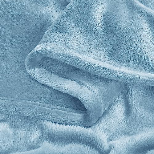 Fleece Blanket Soft Plush Twin Size Blanket Washed Blue 60"x80" (Washed Blue / Twin(60"x80"))